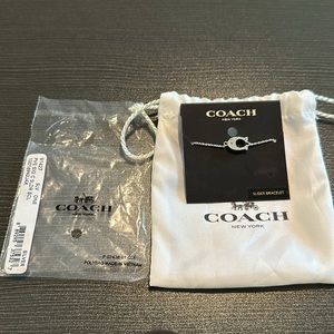 Coach Pave silver signature slider bracelet